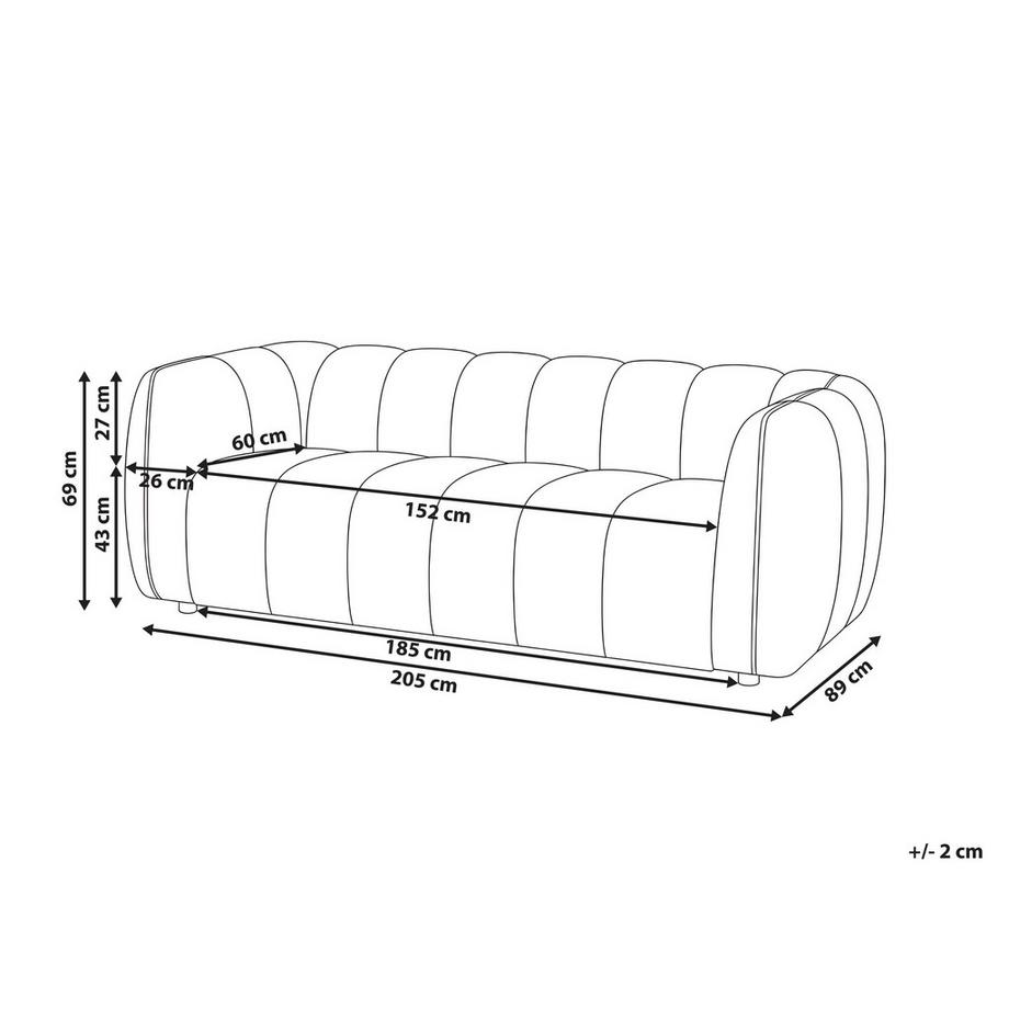 Beliani 3 Sitzer Sofa aus Stoff Skandinavisch NESS  