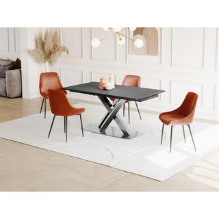 Vente-unique Table à  manger extensible THYLIA 6 à  8 cous Céramique Métal Effet marbre  