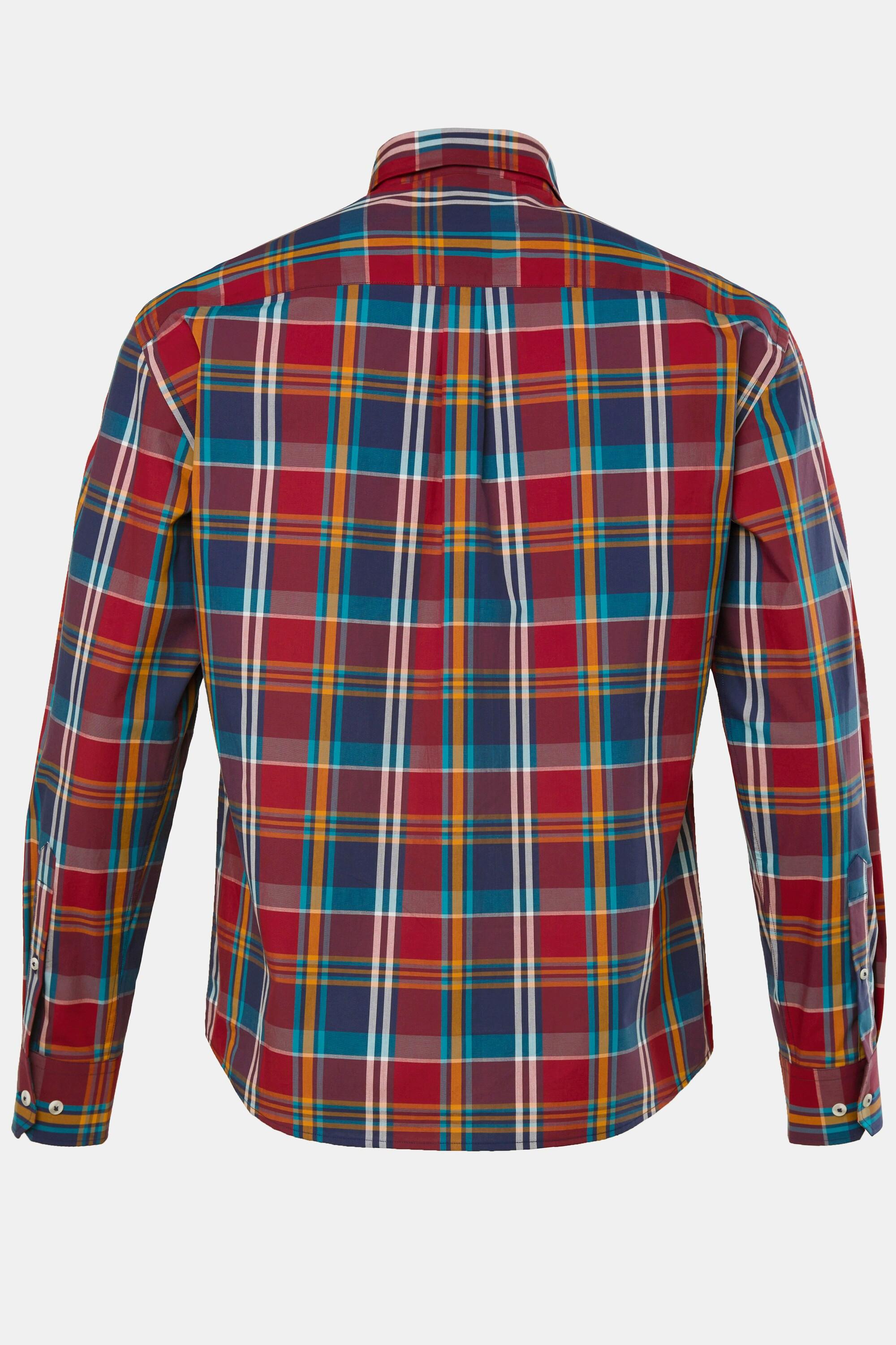 JP1880  Camicia a quadri dalla vestibilità moderna con maniche lunghe e colletto ad apertura inglese rosso porpora 