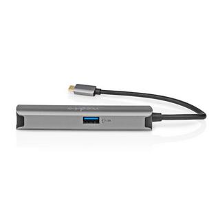 Nedis  USB-Multi-Port-Adapter | USB 3.2 Gen 1 | USB-C™ Stecker | HDMI™ Ausgang / RJ45 Buchse / USB-A Buchse / USB-C™ Buchse | 5 Gbps | 0,20 m | Rund | Vergoldet | PVC | Anthrazit | Box 