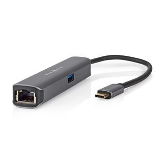 Nedis  USB-Multi-Port-Adapter | USB 3.2 Gen 1 | USB-C™ Stecker | HDMI™ Ausgang / RJ45 Buchse / USB-A Buchse / USB-C™ Buchse | 5 Gbps | 0,20 m | Rund | Vergoldet | PVC | Anthrazit | Box 