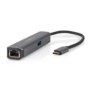 Adaptateur multiport USB | USB 3.2 Gen 1 | USB-C™ Male | HDMI™ Output / RJ45 Female / USB-A Female / USB-C™ Female | 5 Gbps | 0.20 m | Rond | Plaqué or | PVC | Anthracite | Box