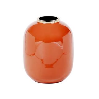 Vente-unique Vase en métal émaillé - D. 29 x H. 36 cm - finition laiton - Terracotta - KLAUDIA  