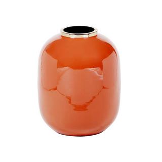 Vente-unique Vase en métal émaillé - D. 29 x H. 36 cm - finition laiton - Terracotta - KLAUDIA  