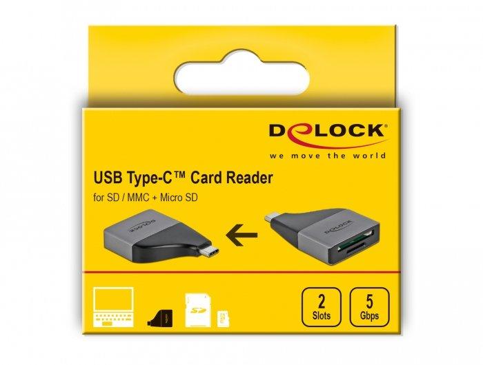 DeLock  64117 Kartenleser USB 3.2 Gen 1 (3.1 Gen 1) Type-C Grau 