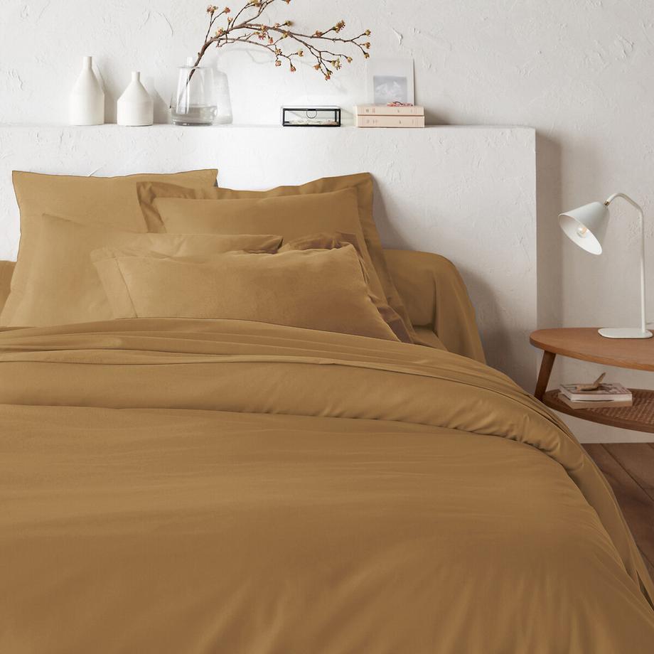 Housse de couette zippée unie en coton
