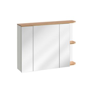 Badezimmer Hängeschrank mit Spiegel - B. 94 cm - Helle Naturfarben & Weiß - ANIDA