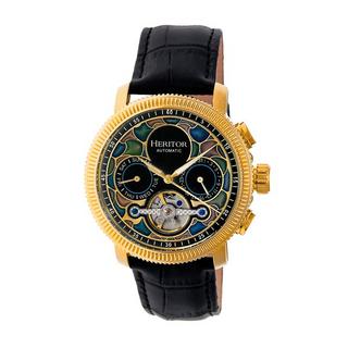 Heritor Automatic  Heritor Automatic Aura Montre semi-squelette en cuir pour hommes 