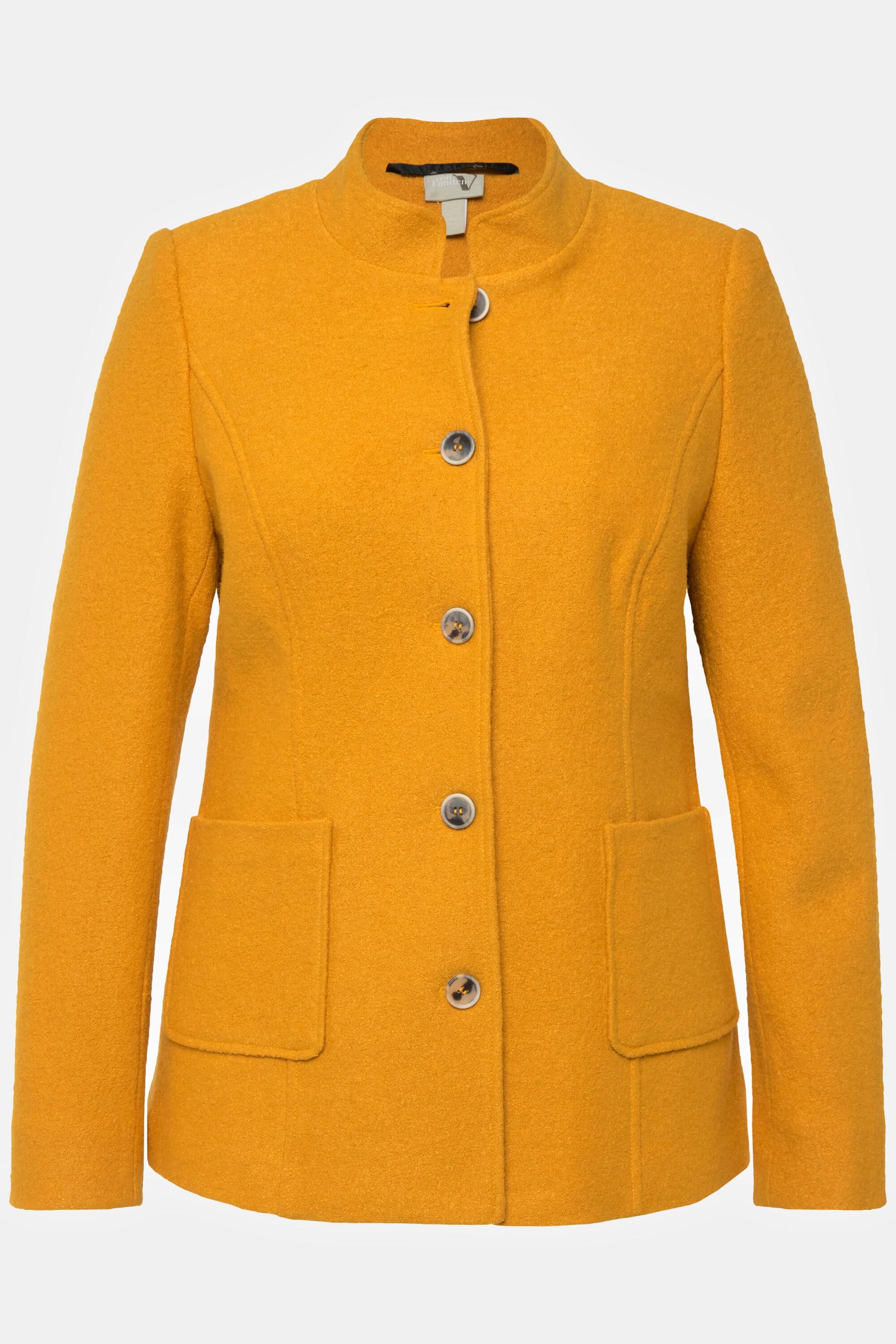 Ulla Popken Boiled Wool Slim Fit Janker Stehkragen Zierknöpfe  