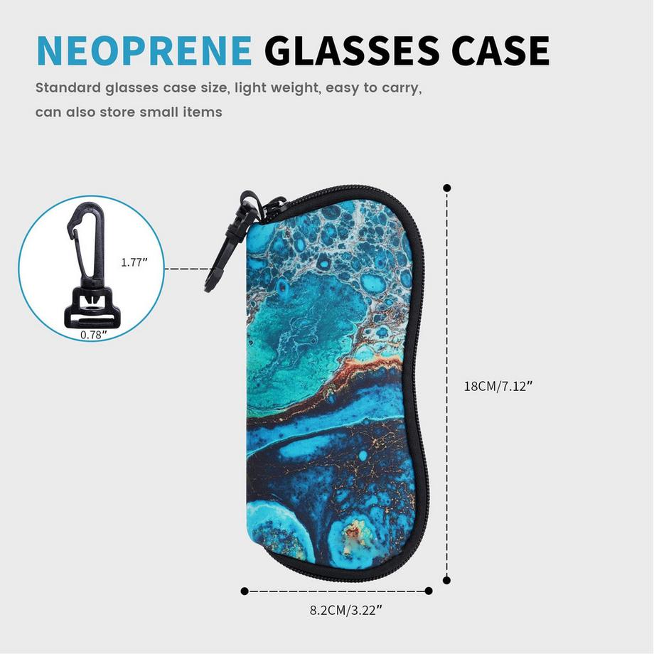 Only-bags.store  2-teiliges weiches Sonnenbrillenetui,Neopren-Brillentasche mit Reißverschluss,Tragbare Brillentasche mit Haken 