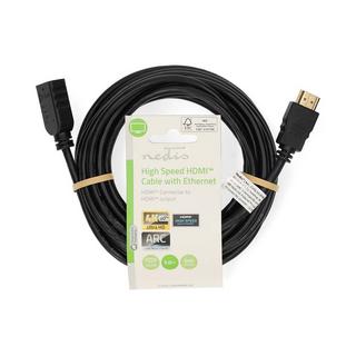 Nedis  Câble HDMI™ haute vitesse avec Ethernet | Connecteur HDMI™ | Sortie HDMI™ | 4K à 60 Hz | ARC | 10,2 Gbit/s | 5,00 m | Rond | PVC | Noir | Étiquette 