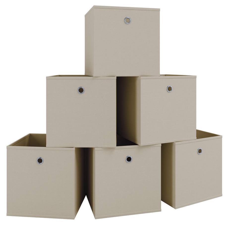 6er Set Faltbox | Klappbox Stoff Kiste | Faltschachtel | Maße ca. H. 28 x B. 27 x T. 27 cm | Regalbox - Boxas