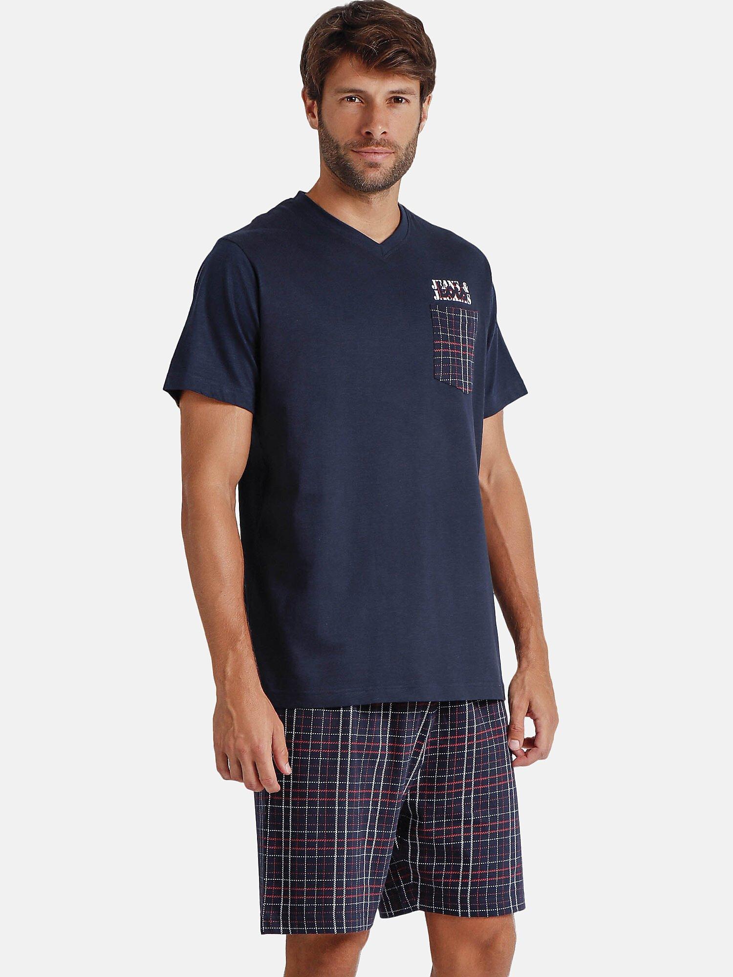 Admas  Pyjama Shorts T-Shirt V-Ausschnitt JAndJ Lois 