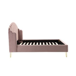 Vente-unique Letto con testata letto ondulata Velluto Rosa antico SAGALI  