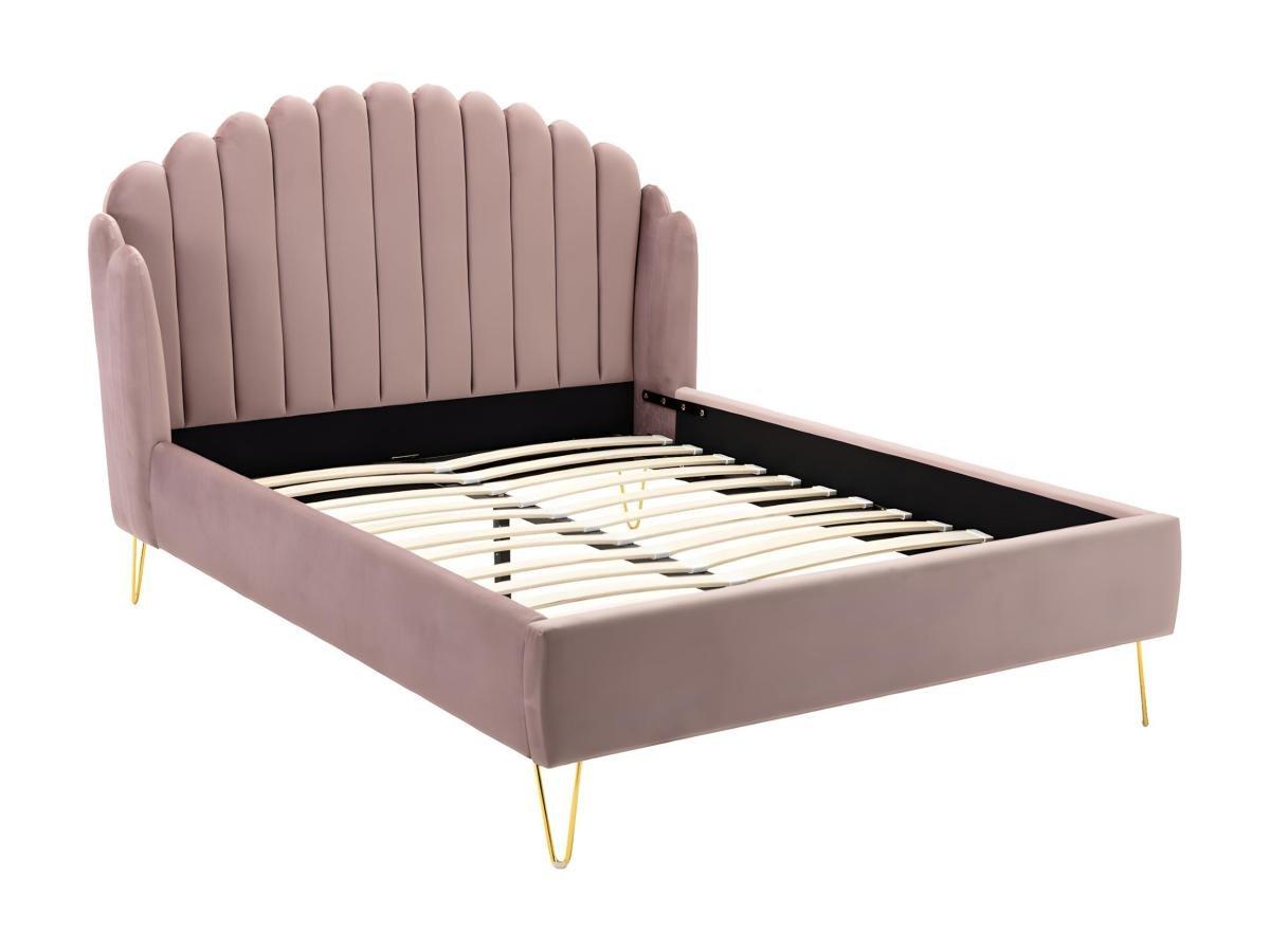 Vente-unique Letto con testata letto ondulata Velluto Rosa antico SAGALI  