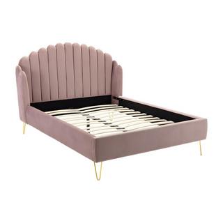 Vente-unique Letto con testata letto ondulata Velluto Rosa antico SAGALI  