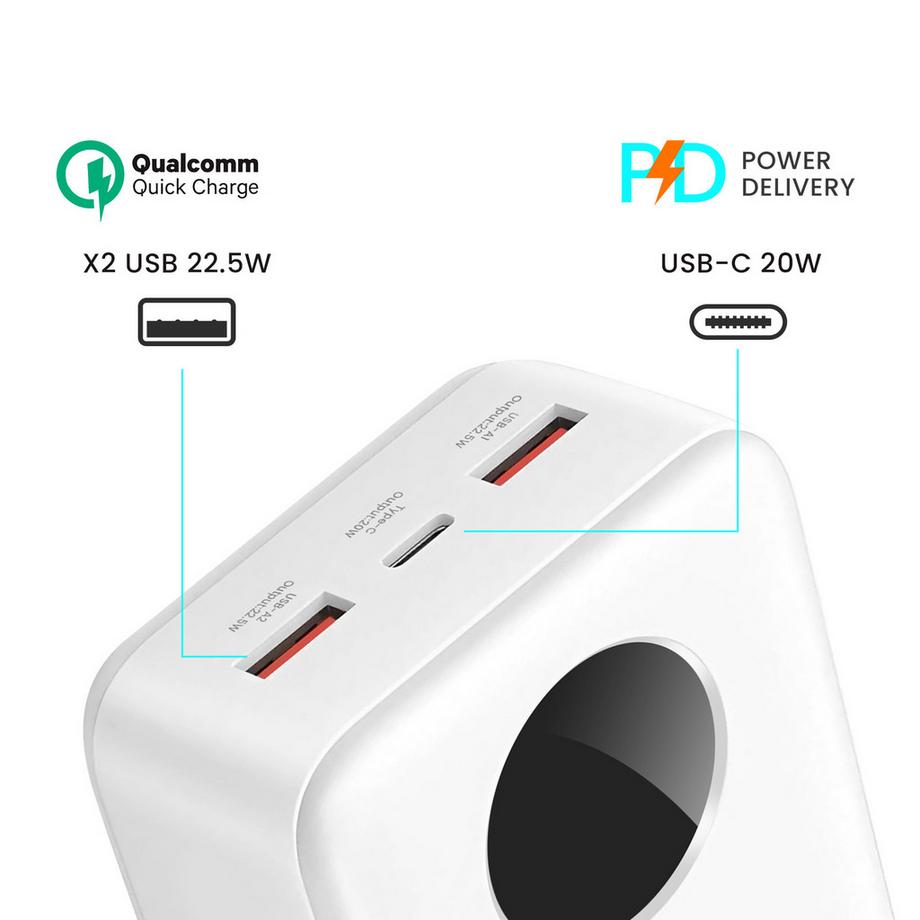 Avizar  Batteria esterna 30000mAh USB-C 2xUSB LCD Bwoo bianca 