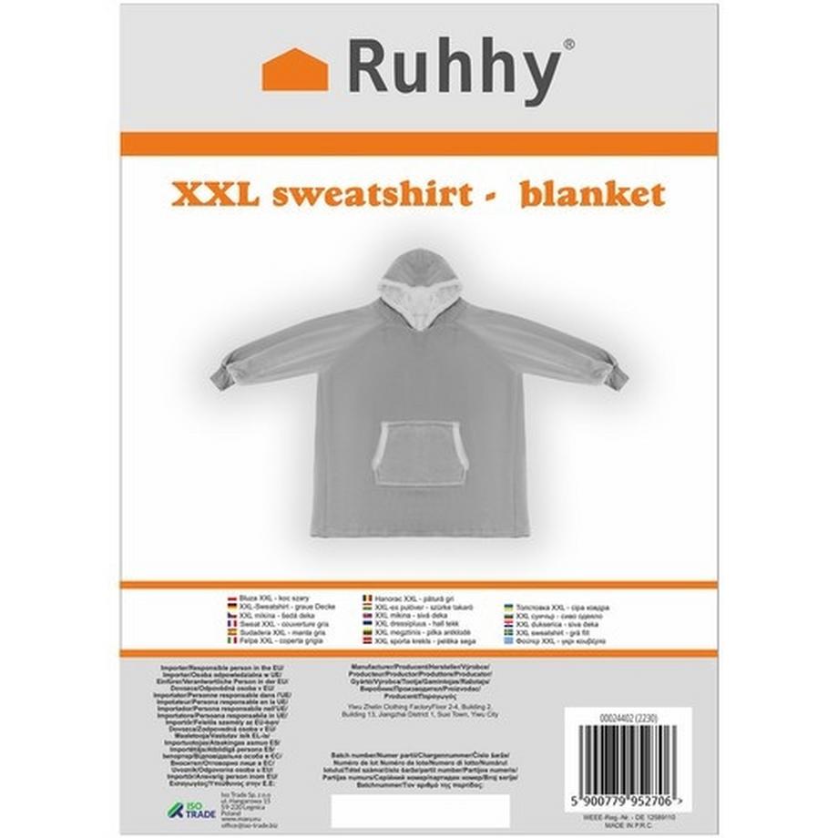 Ruhhy Sweatshirt Couverture XXL Oversize Gris  