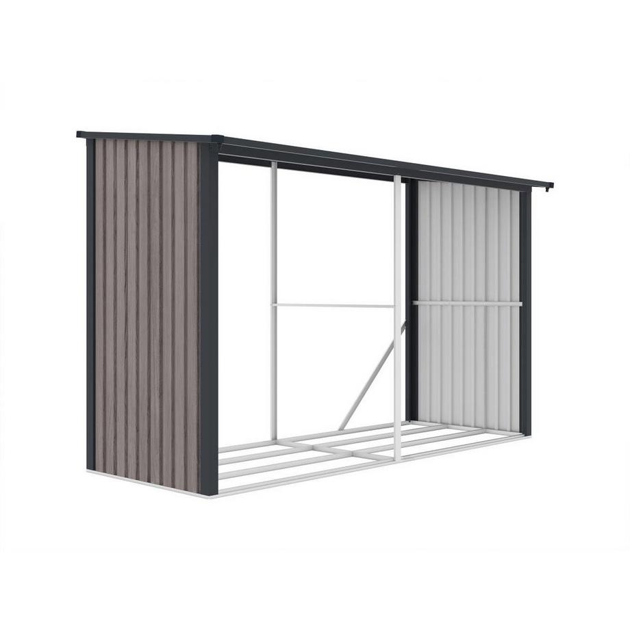 Vente-unique Casetta ceppi di legno Acciaio galvanizzato effetto Legno 5,78m3 8 steri L302xP119xH190cm - VARWOOD  