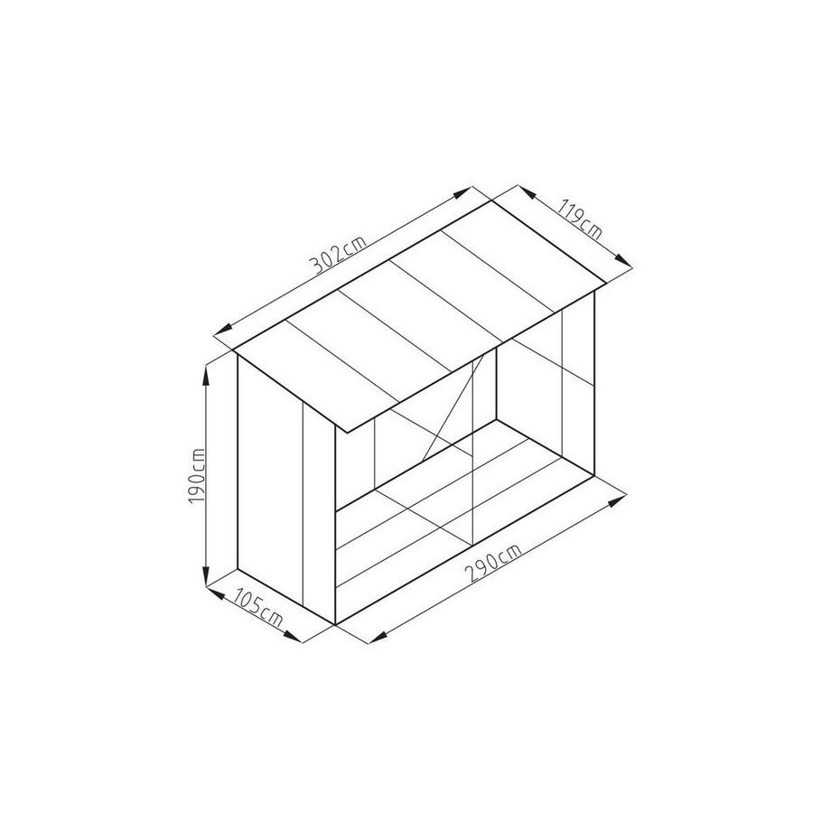Vente-unique Casetta ceppi di legno Acciaio galvanizzato effetto Legno 5,78m3 8 steri L302xP119xH190cm - VARWOOD  