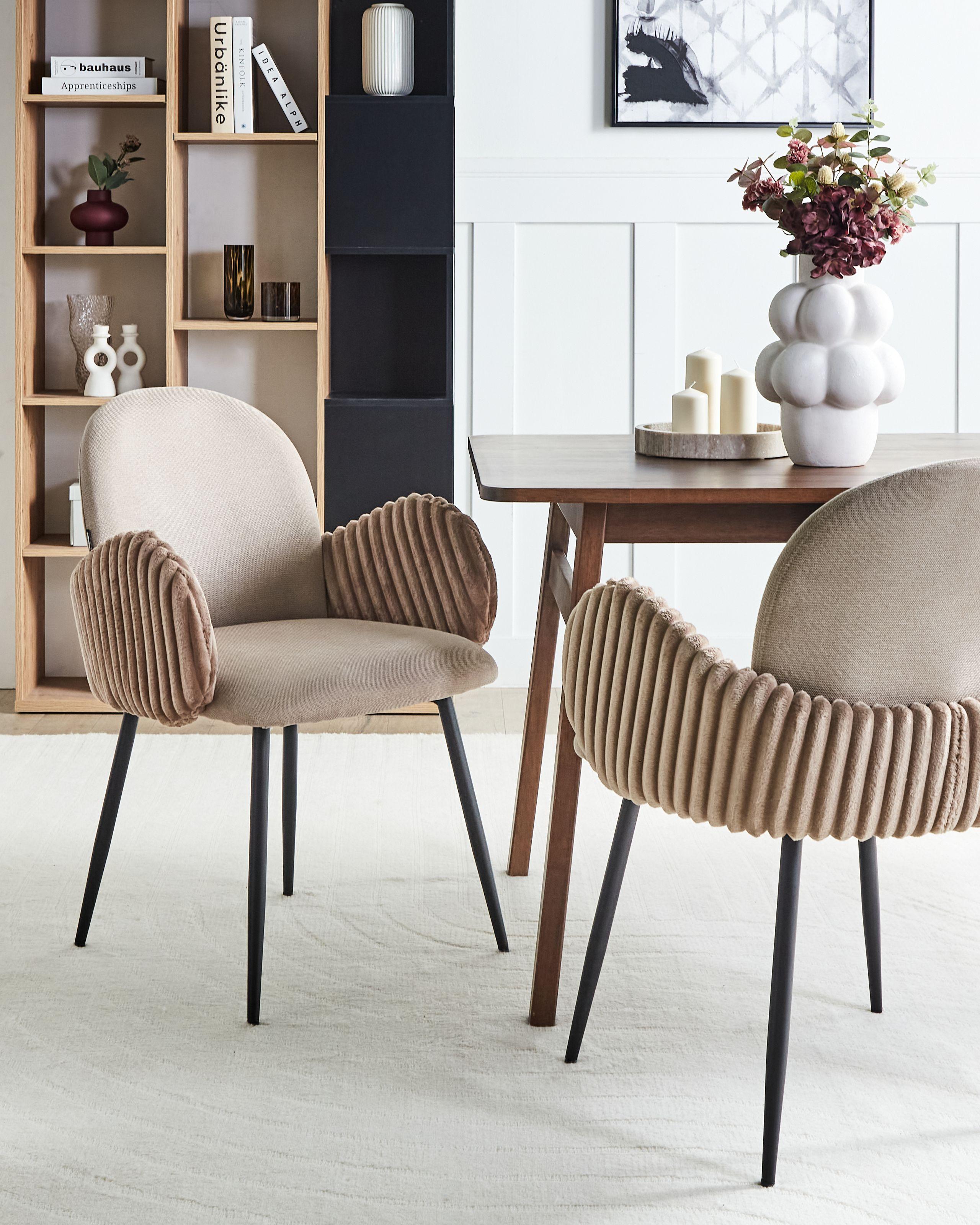 Beliani Set di 2 sedie da pranzo en Tessuto Retrò AMITY  