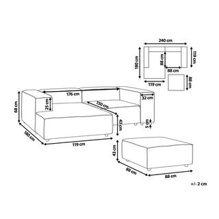 Beliani Canapé d'angle côté gauche avec ottoman en Lin Scandinave APRICA  