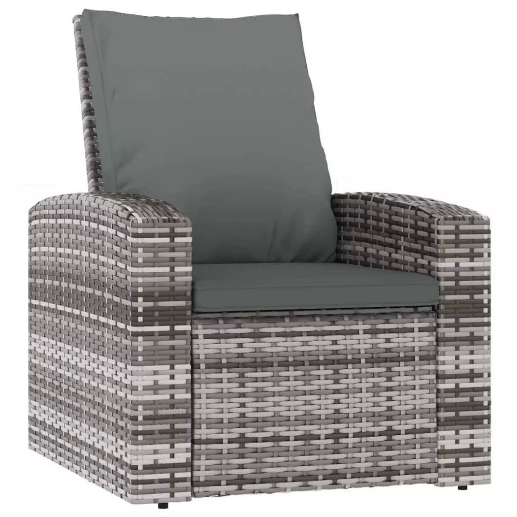 Poltrona Reclinabile Da Giardino Con Cuscini Polyrattan Grigia - Vidaxl