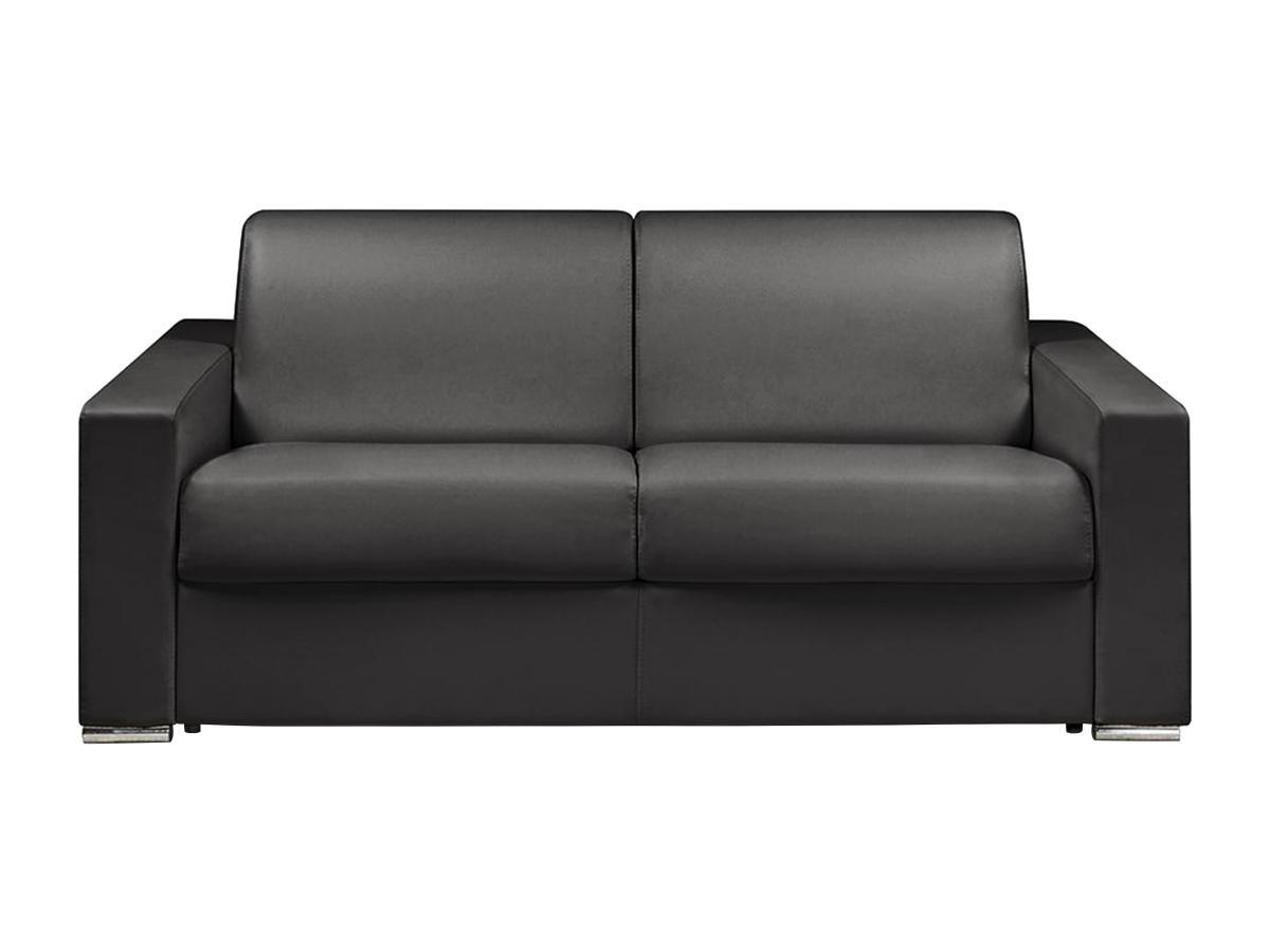LINEA SOFA Canapé 3 places convertible express en simili noir - Couchage lattes larges 140 cm - Matelas 14 cm avec mémoire de forme CALITO  