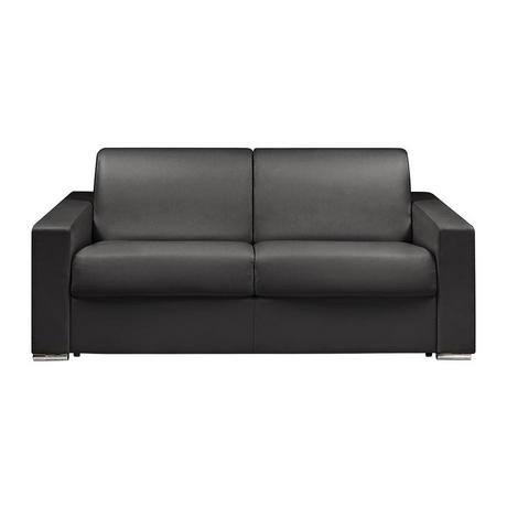 LINEA SOFA Canapé 3 places convertible express en simili noir - Couchage lattes larges 140 cm - Matelas 14 cm avec mémoire de forme CALITO  