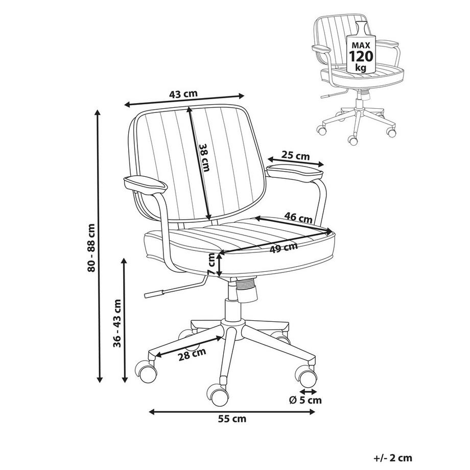 Beliani Chaise de bureau en Cuir PU  BERNE  