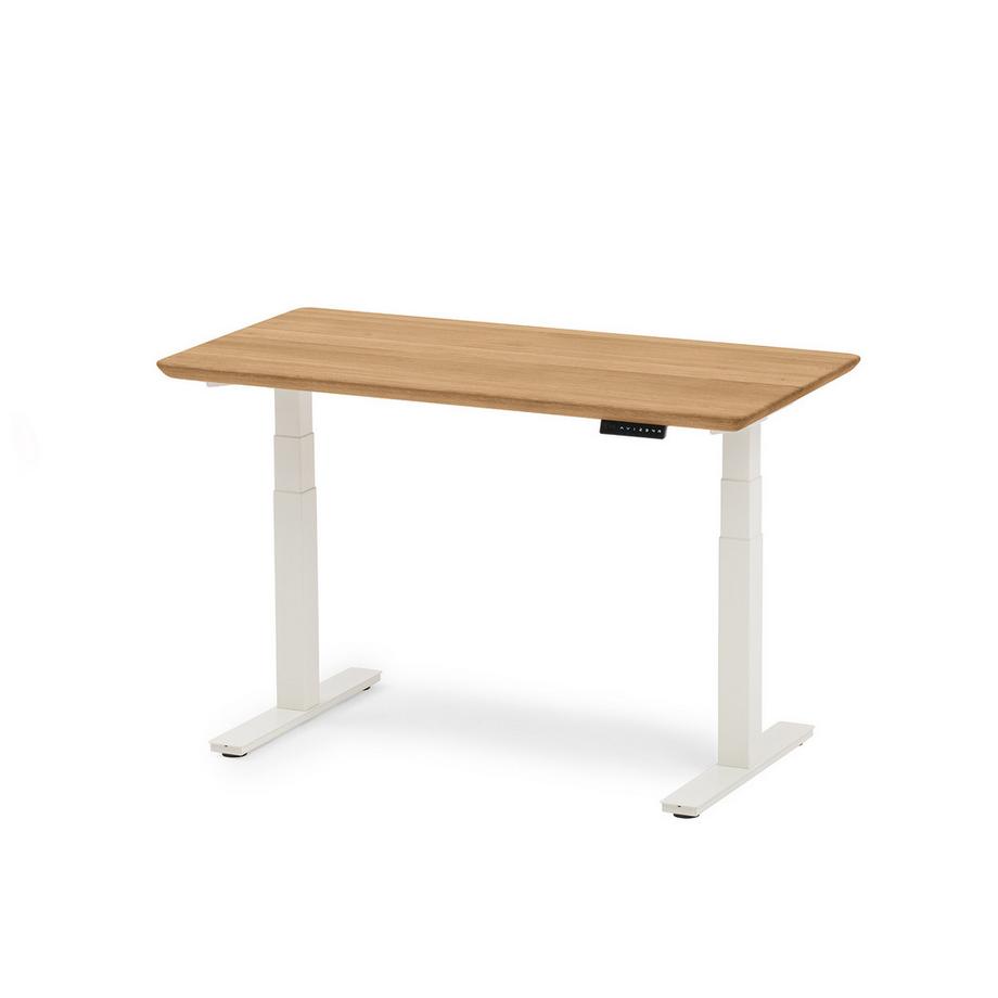 Oakywood Standing Desk Holztisch mit Höhenverstellung - aus Massivholz - Eiche / 120x60 / Weiß  