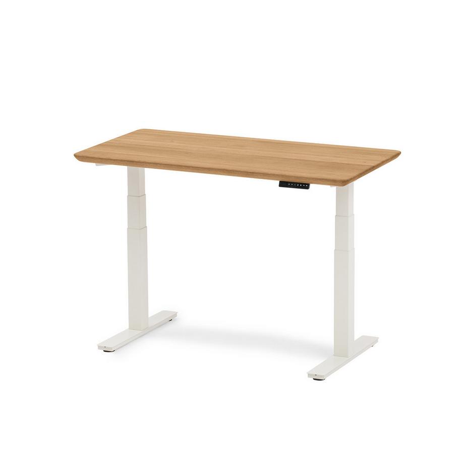 Oakywood Standing Desk Holztisch mit Höhenverstellung - aus Massivholz - Eiche / 120x60 / Weiß  