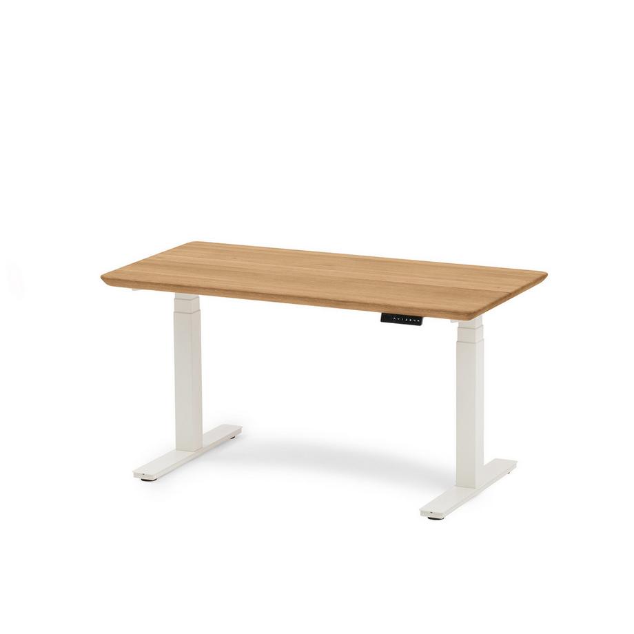 Oakywood Standing Desk Holztisch mit Höhenverstellung - aus Massivholz - Eiche / 120x60 / Weiß  