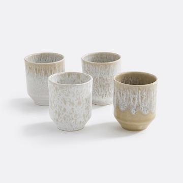Set aus 4 Tassen aus Steingut mit reaktiver Glasur