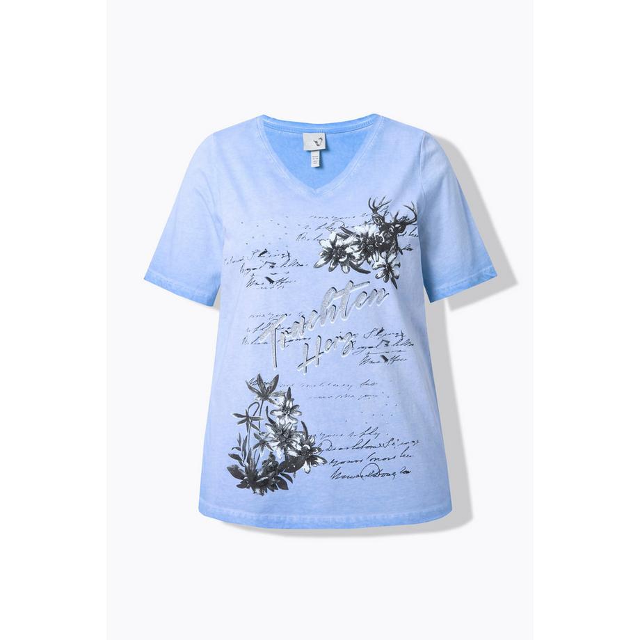 Ulla Popken Edelweiss Classic Col V Manches Courtes T-Shirt  