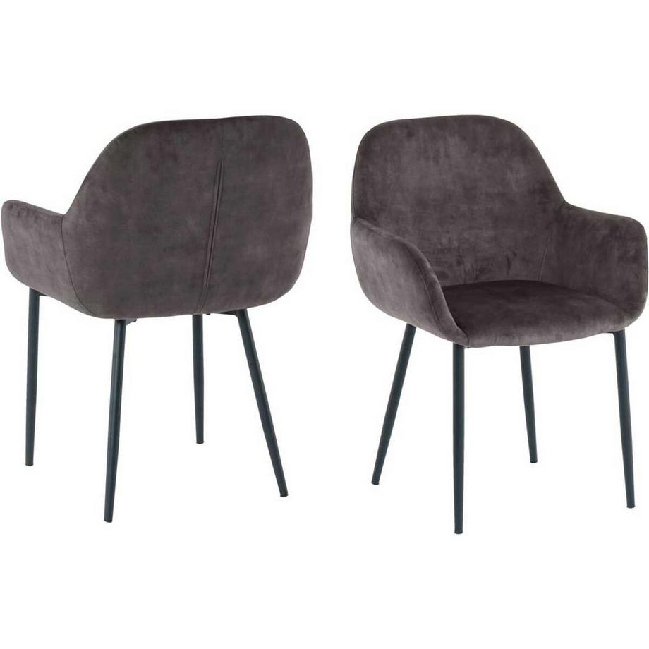 mutoni Eszimmerstuhl mit Armlehnen Nibro dunkelgrau (2er-Set)  