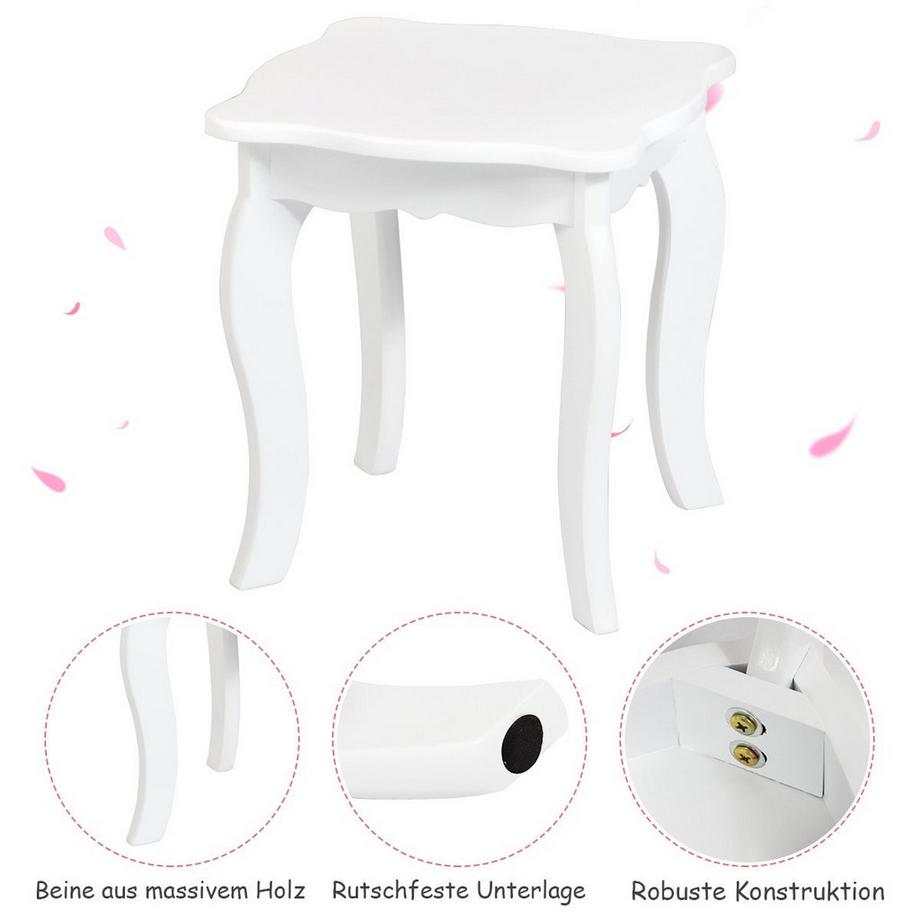 Northix  Coiffeuse pour enfants 2 en 1 avec triple miroir rabattable et tiroir blanc 