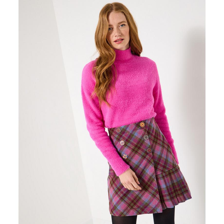 Flauschiger Pullover mit hohem Kragen und lockerer Passform