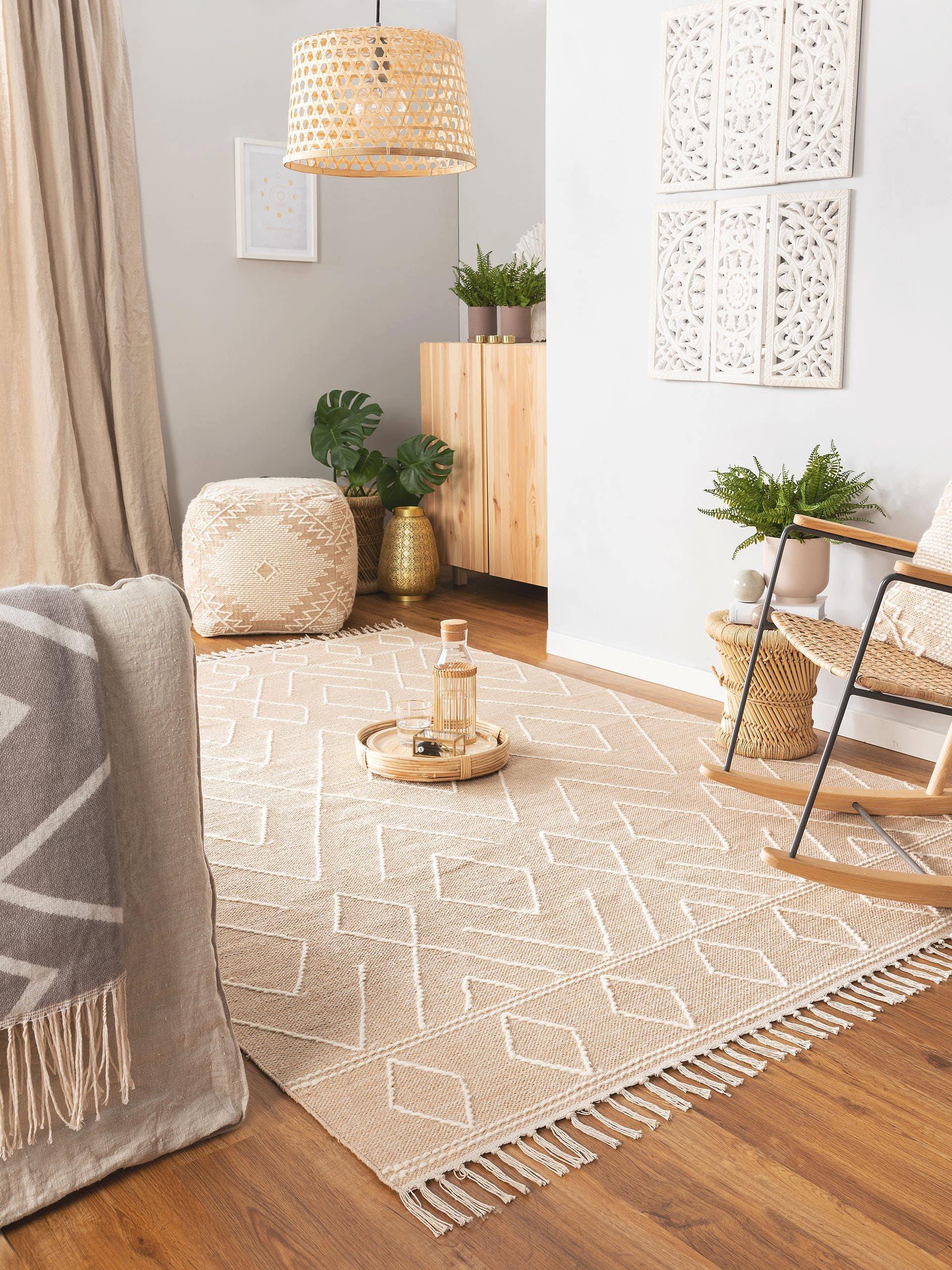 Benuta Tapis en coton Sydney Beige  