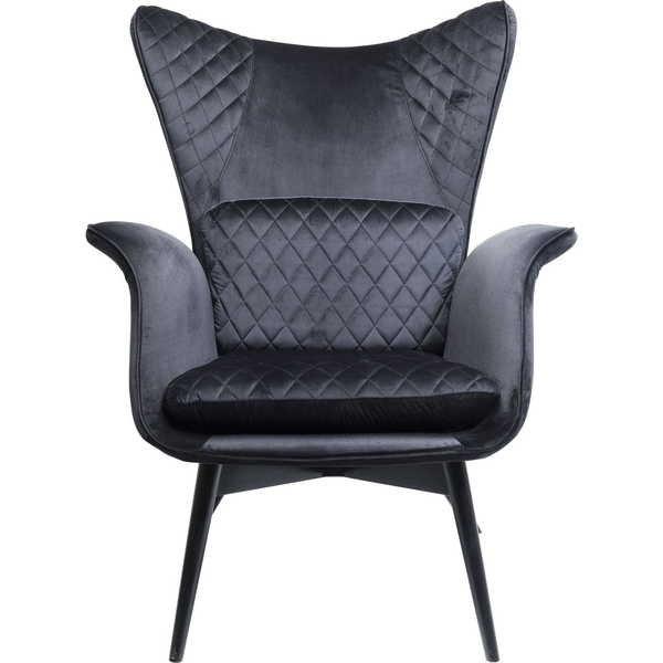 mutoni Fauteuil Tudor Velours Noir  