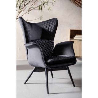 mutoni Fauteuil Tudor Velours Noir  