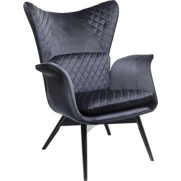 mutoni Fauteuil Tudor Velours Noir  