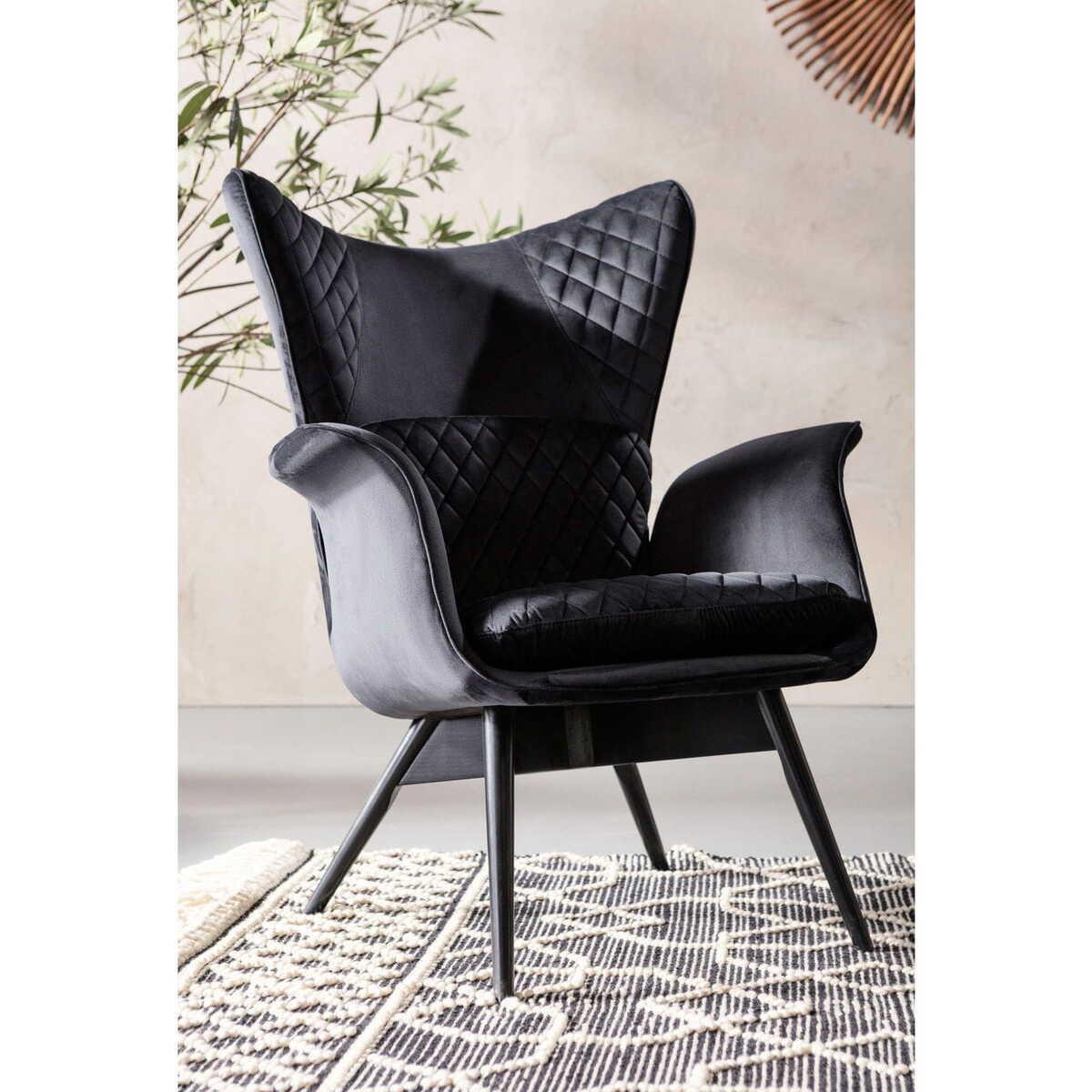 mutoni Fauteuil Tudor Velvet Noir  