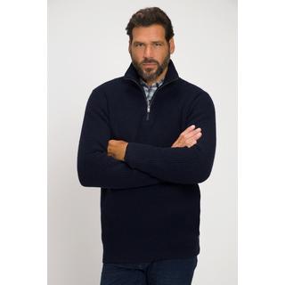 JP1880  Maglione polo in maglia a costa inglese con collo alto e zip 