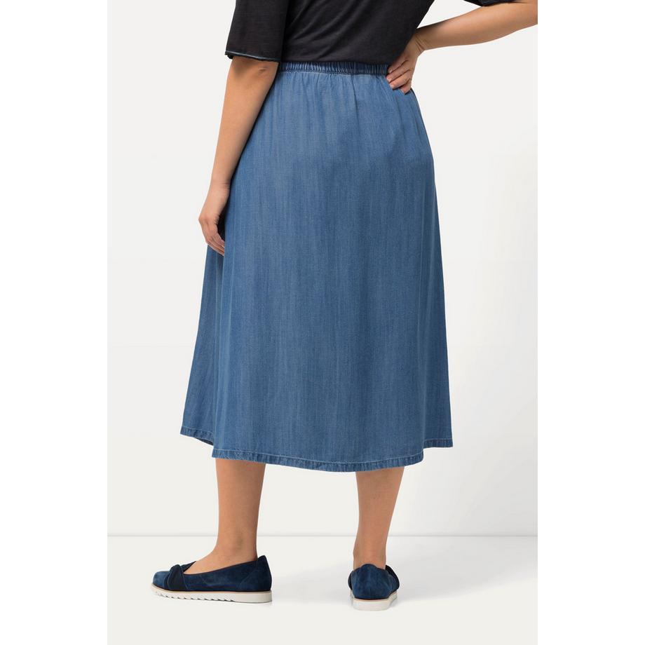 Ulla Popken Lyocell Rock Jeansoptik A-Linie Saumschlitz  