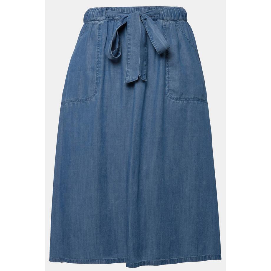 Ulla Popken Lyocell Rock Jeansoptik A-Linie Saumschlitz  