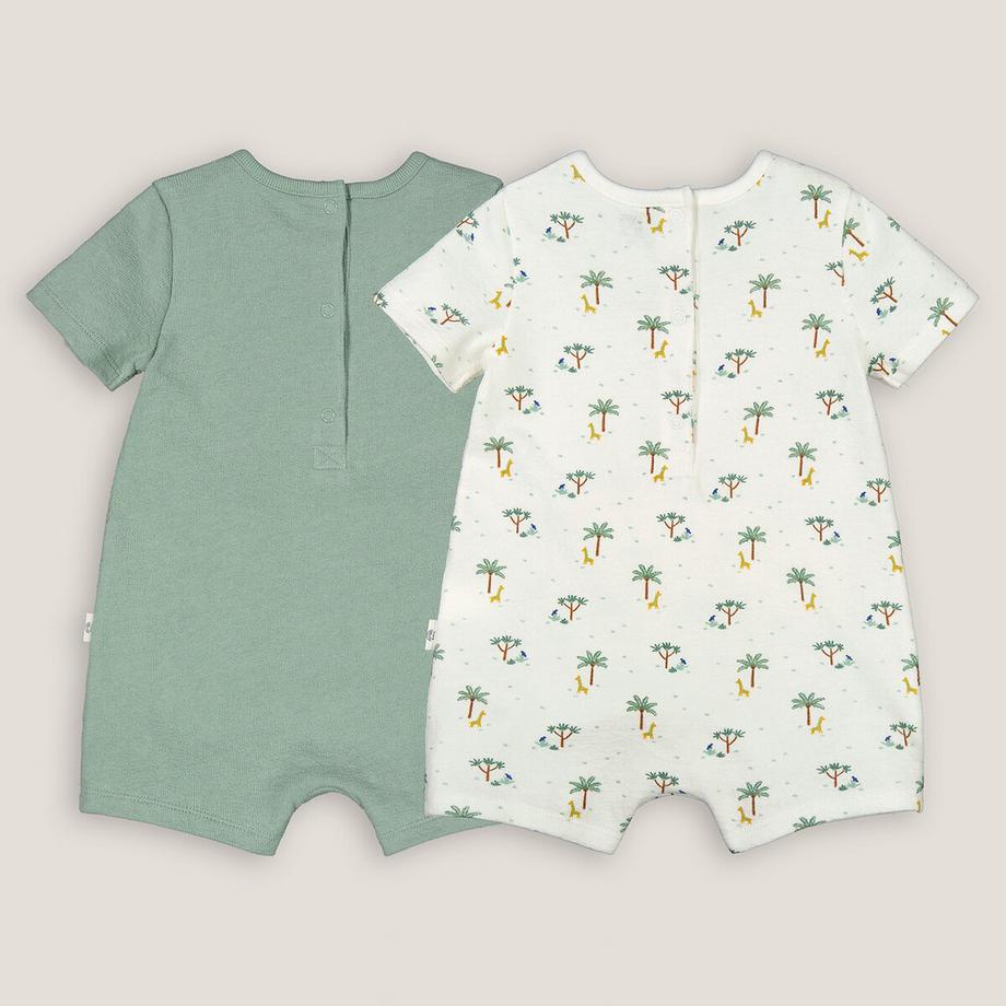La Redoute Collections  Lot de 2 barboteuses manches courtes 