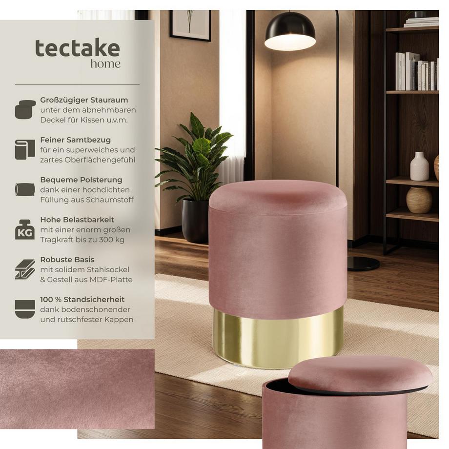 Tectake Tabouret avec espace de rangement SARINA rond  