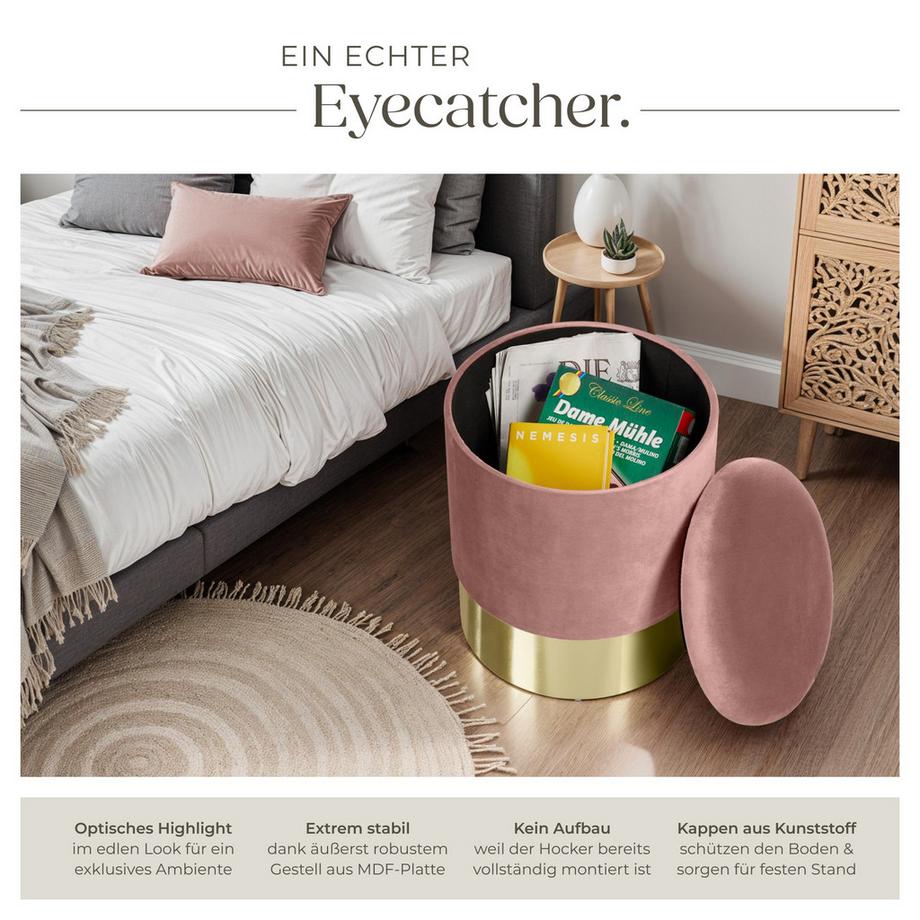 Tectake Tabouret avec espace de rangement SARINA rond  