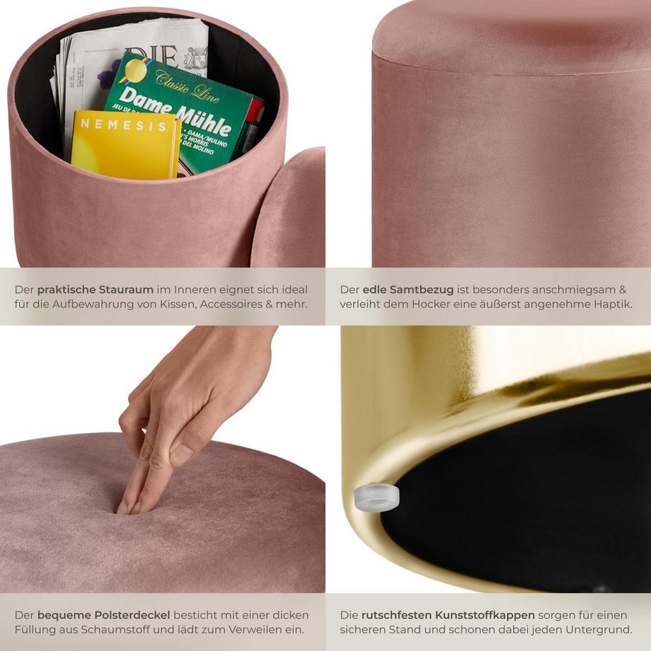 Tectake Tabouret avec espace de rangement SARINA rond  